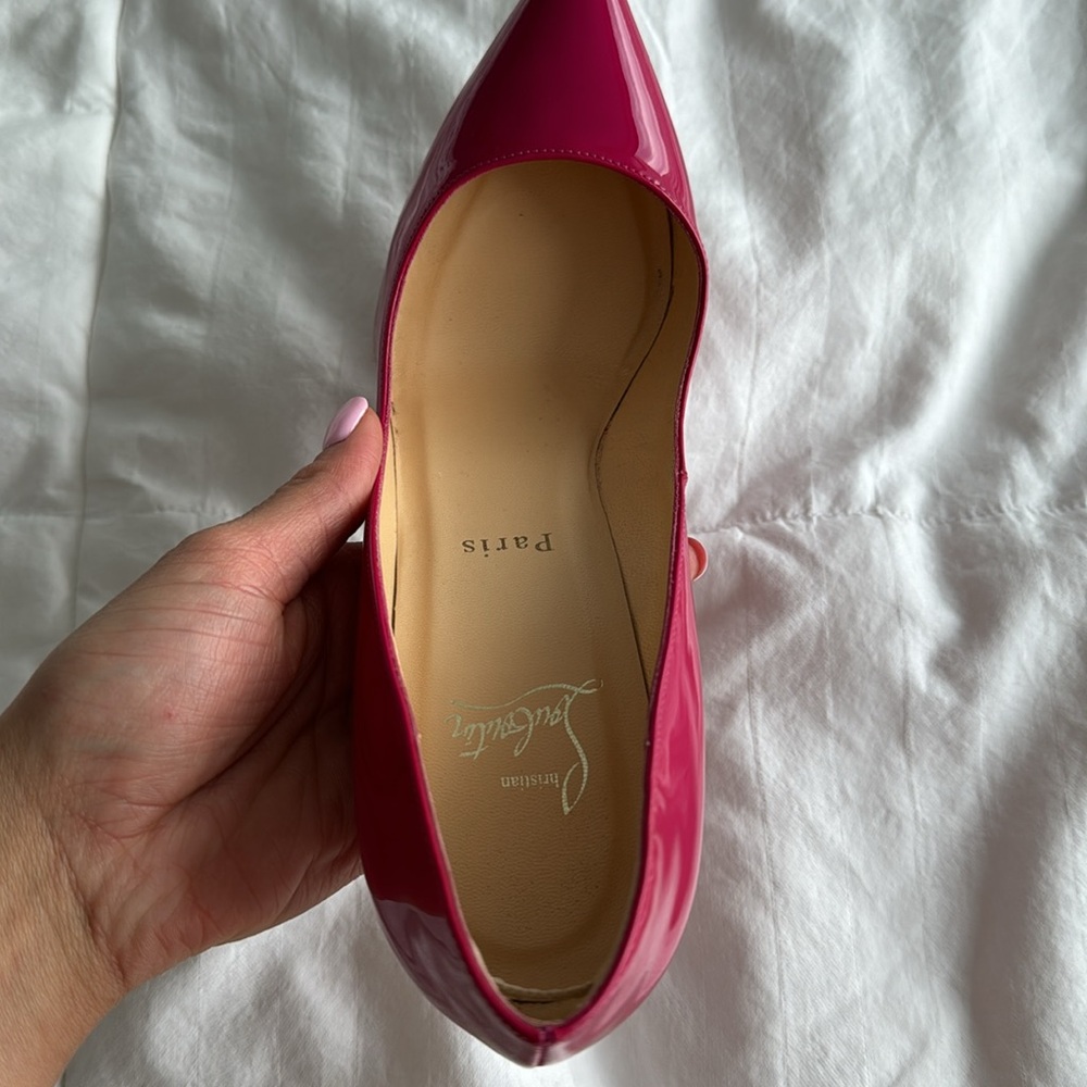 Christian Louboutin Hot Pink Patent Leather Pointed-Toe Pumps - Picture 14 of 15